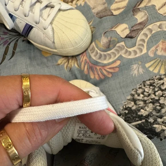 adidas White Athletic Shoes with Rainbow Stripes - Picture 3 of 3